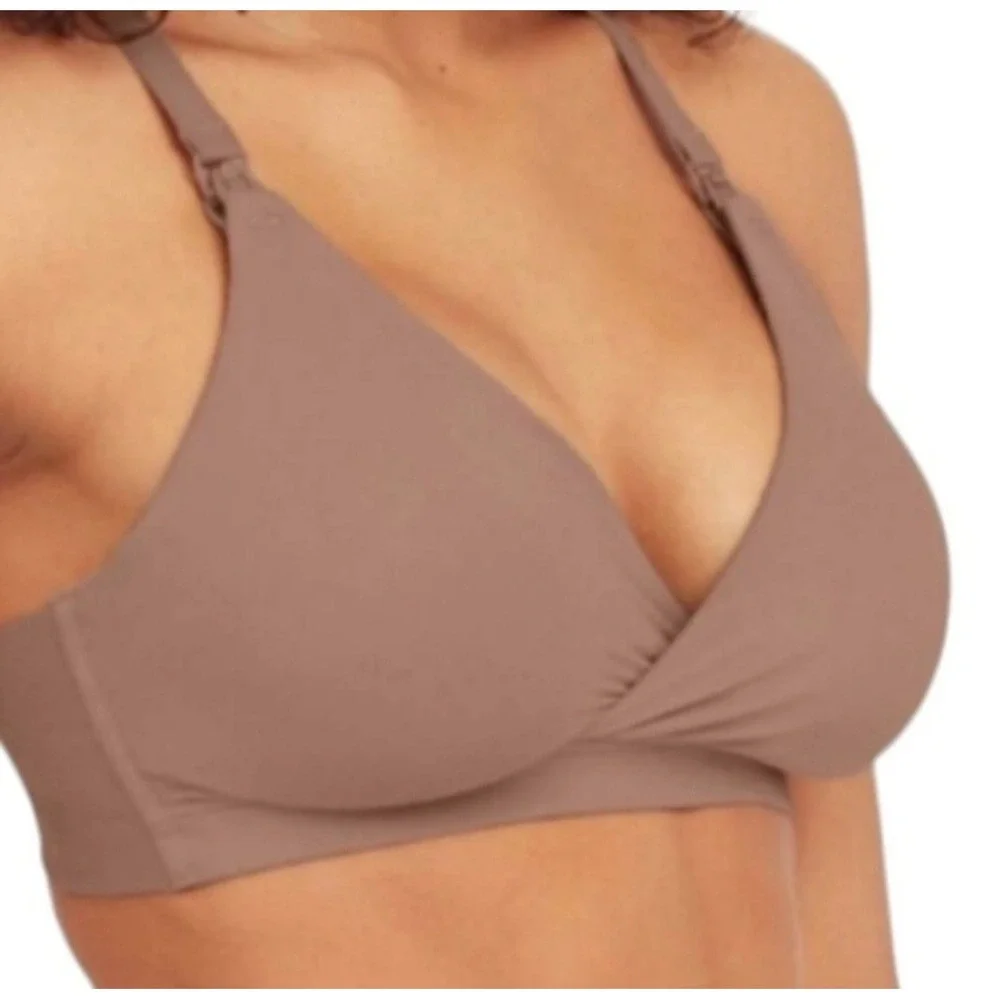 SPANX Women's Bra-Llelujah Mama Nursing Bra Size S Cafe au lait Removable Pads